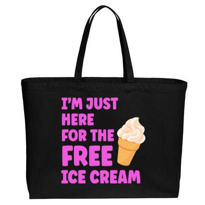 I'm Just Here For The Free Ice Cream Funny Cruise Foodie Cotton Canvas Jumbo Tote