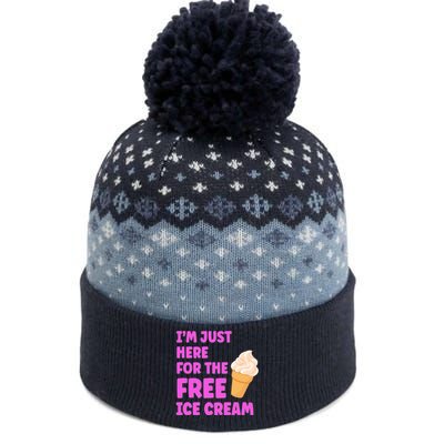 I'm Just Here For The Free Ice Cream Funny Cruise Foodie The Baniff Cuffed Pom Beanie