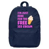 I'm Just Here For The Free Ice Cream Funny Cruise Foodie 16 in Basic Backpack