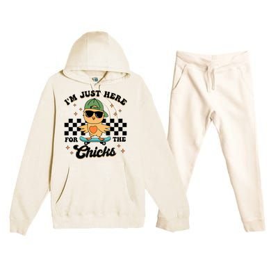 Im Just Here For The Chicks Cute Easter Premium Hooded Sweatsuit Set