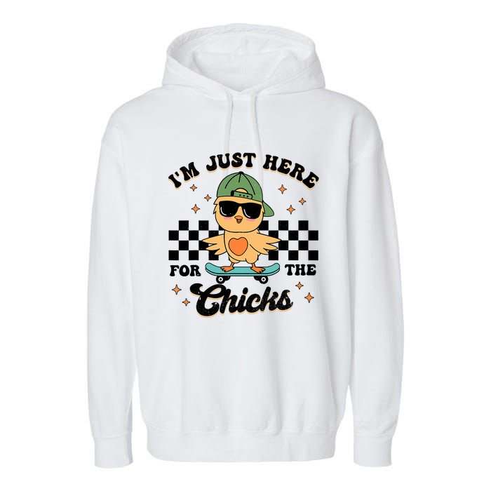 Im Just Here For The Chicks Cute Easter Garment-Dyed Fleece Hoodie