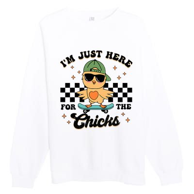 Im Just Here For The Chicks Cute Easter Premium Crewneck Sweatshirt