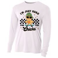 Im Just Here For The Chicks Cute Easter Cooling Performance Long Sleeve Crew