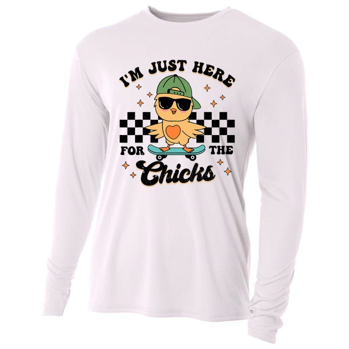 Im Just Here For The Chicks Cute Easter Cooling Performance Long Sleeve Crew