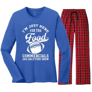 I'm Just Here For The Food Commercials And Halftime Show Gift Women's Long Sleeve Flannel Pajama Set 