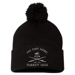 IM Just Here For The Turkey Legs Medieval Renaissance Pom Pom 12in Knit Beanie