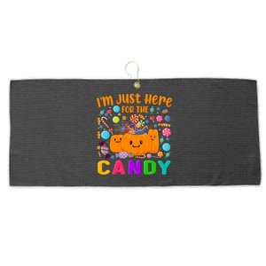 IM Just Here For The Candy Funny Halloween Candy Party Large Microfiber Waffle Golf Towel