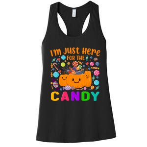 IM Just Here For The Candy Funny Halloween Candy Party Women's Racerback Tank