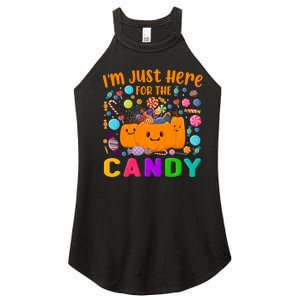 IM Just Here For The Candy Funny Halloween Candy Party Women's Perfect Tri Rocker Tank