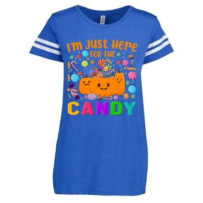 IM Just Here For The Candy Funny Halloween Candy Party Enza Ladies Jersey Football T-Shirt