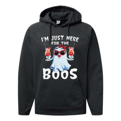 IM Just Here For The Boos Funny Halloween Gift Women Ghost Performance Fleece Hoodie