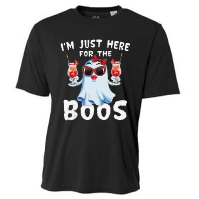 IM Just Here For The Boos Funny Halloween Gift Women Ghost Cooling Performance Crew T-Shirt