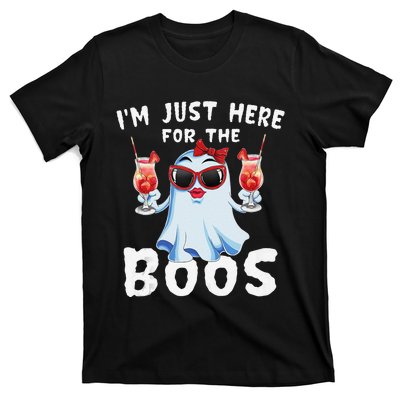 IM Just Here For The Boos Funny Halloween Gift Women Ghost T-Shirt