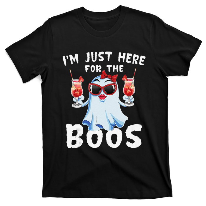 IM Just Here For The Boos Funny Halloween Gift Women Ghost T-Shirt