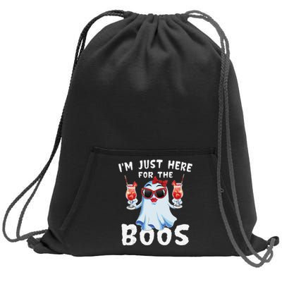 IM Just Here For The Boos Funny Halloween Gift Women Ghost Sweatshirt Cinch Pack Bag