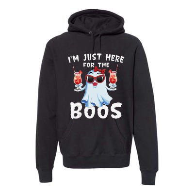 IM Just Here For The Boos Funny Halloween Gift Women Ghost Premium Hoodie