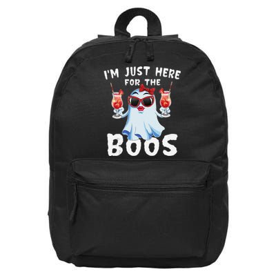 IM Just Here For The Boos Funny Halloween Gift Women Ghost 16 in Basic Backpack