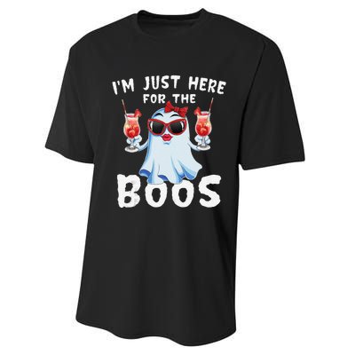 IM Just Here For The Boos Funny Halloween Gift Women Ghost Performance Sprint T-Shirt