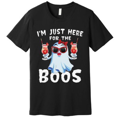 IM Just Here For The Boos Funny Halloween Gift Women Ghost Premium T-Shirt