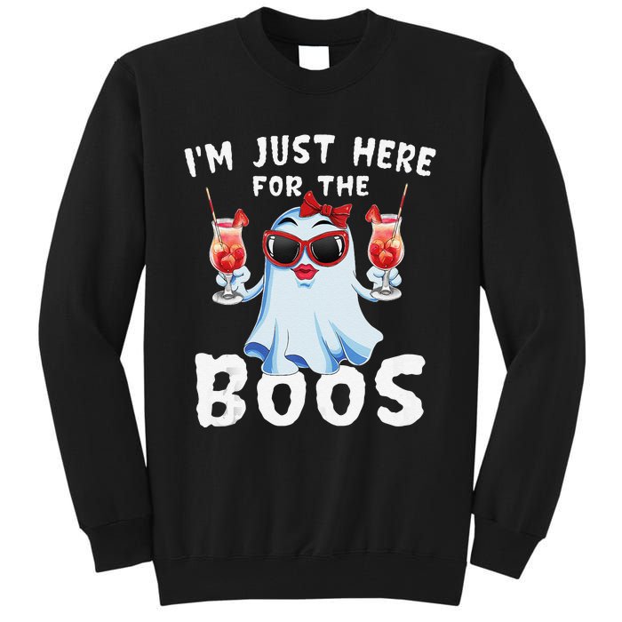 IM Just Here For The Boos Funny Halloween Gift Women Ghost Tall Sweatshirt