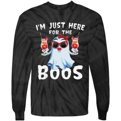 IM Just Here For The Boos Funny Halloween Gift Women Ghost Tie-Dye Long Sleeve Shirt