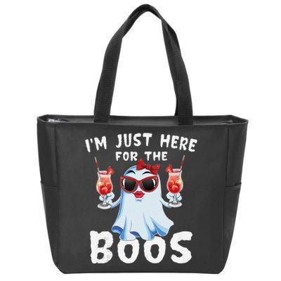 IM Just Here For The Boos Funny Halloween Gift Women Ghost Zip Tote Bag