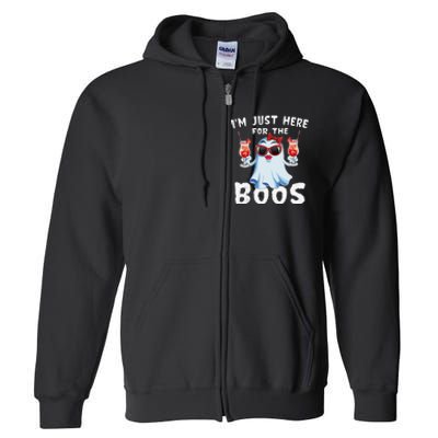 IM Just Here For The Boos Funny Halloween Gift Women Ghost Full Zip Hoodie