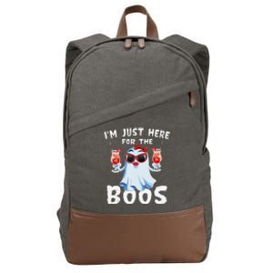 IM Just Here For The Boos Funny Halloween Gift Women Ghost Cotton Canvas Backpack