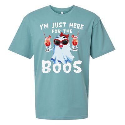 IM Just Here For The Boos Funny Halloween Gift Women Ghost Sueded Cloud Jersey T-Shirt