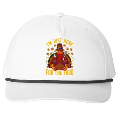 Im Just Here For The Food Thanksgiving Turkey Eating Lover Gift Snapback Five-Panel Rope Hat