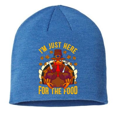 Im Just Here For The Food Thanksgiving Turkey Eating Lover Gift Sustainable Beanie