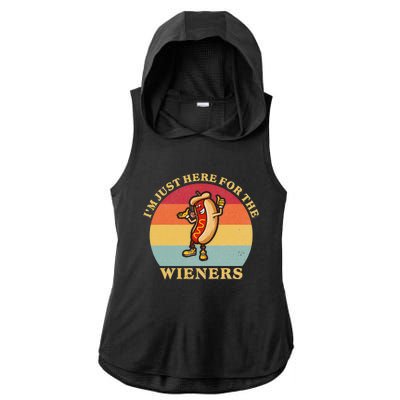 Im Just Here For The Weiners 4th Of July Ladies PosiCharge Tri-Blend Wicking Draft Hoodie Tank