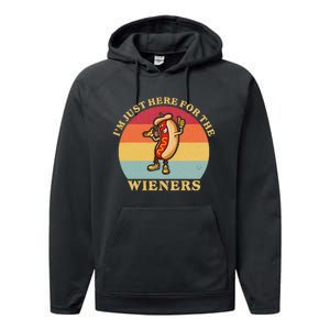 Im Just Here For The Weiners 4th Of July Performance Fleece Hoodie