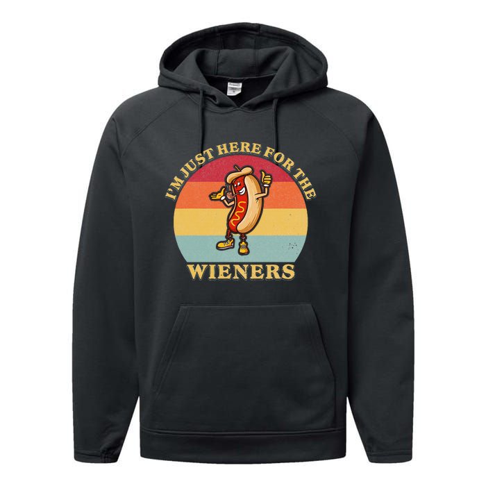 Im Just Here For The Weiners 4th Of July Performance Fleece Hoodie