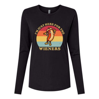 Im Just Here For The Weiners 4th Of July Womens Cotton Relaxed Long Sleeve T-Shirt