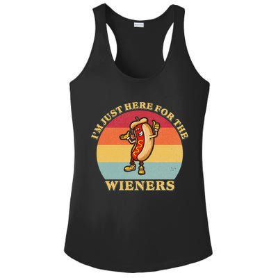 Im Just Here For The Weiners 4th Of July Ladies PosiCharge Competitor Racerback Tank