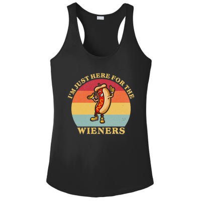 Im Just Here For The Weiners 4th Of July Ladies PosiCharge Competitor Racerback Tank