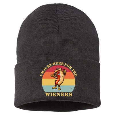 Im Just Here For The Weiners 4th Of July Sustainable Knit Beanie