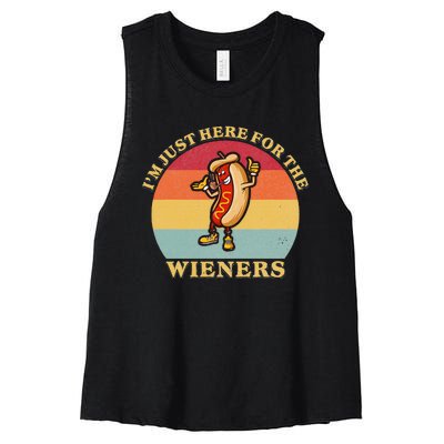 Im Just Here For The Weiners 4th Of July Women's Racerback Cropped Tank