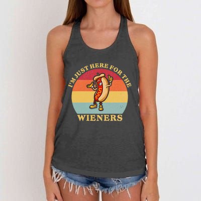 Im Just Here For The Weiners 4th Of July Women's Knotted Racerback Tank