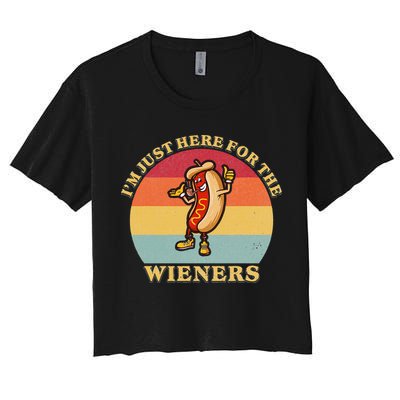 Im Just Here For The Weiners 4th Of July Crop Top