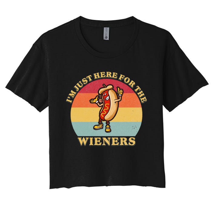 Im Just Here For The Weiners 4th Of July Women's Crop Top Tee