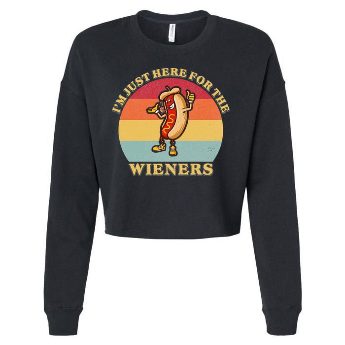 Im Just Here For The Weiners 4th Of July Cropped Pullover Crew