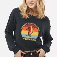 Im Just Here For The Weiners 4th Of July Cropped Pullover Crew