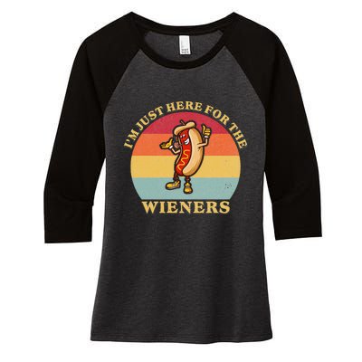 Im Just Here For The Weiners 4th Of July Women's Tri-Blend 3/4-Sleeve Raglan Shirt