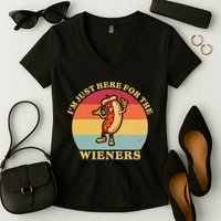 Im Just Here For The Weiners 4th Of July Women's V-Neck T-Shirt