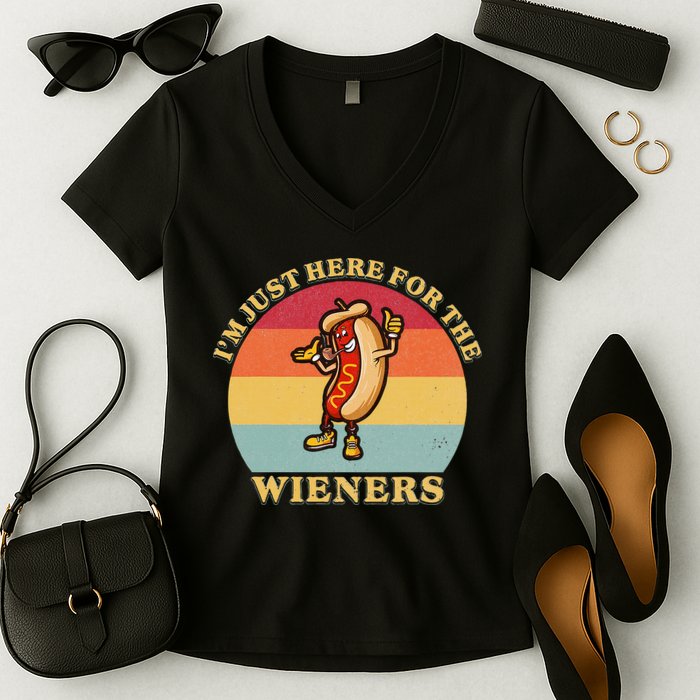 Im Just Here For The Weiners 4th Of July Women's V-Neck T-Shirt