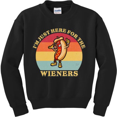 Im Just Here For The Weiners 4th Of July Kids Sweatshirt