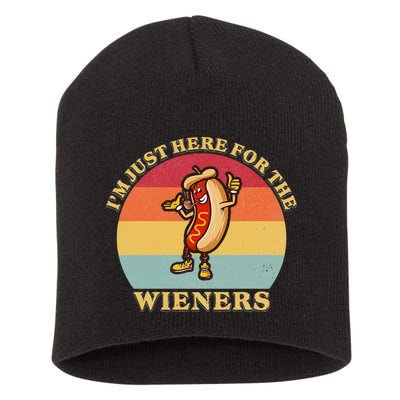 Im Just Here For The Weiners 4th Of July Short Acrylic Beanie