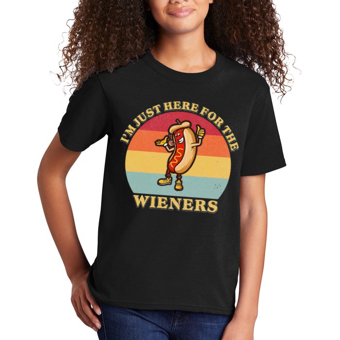 Im Just Here For The Weiners 4th Of July Kids T-Shirt